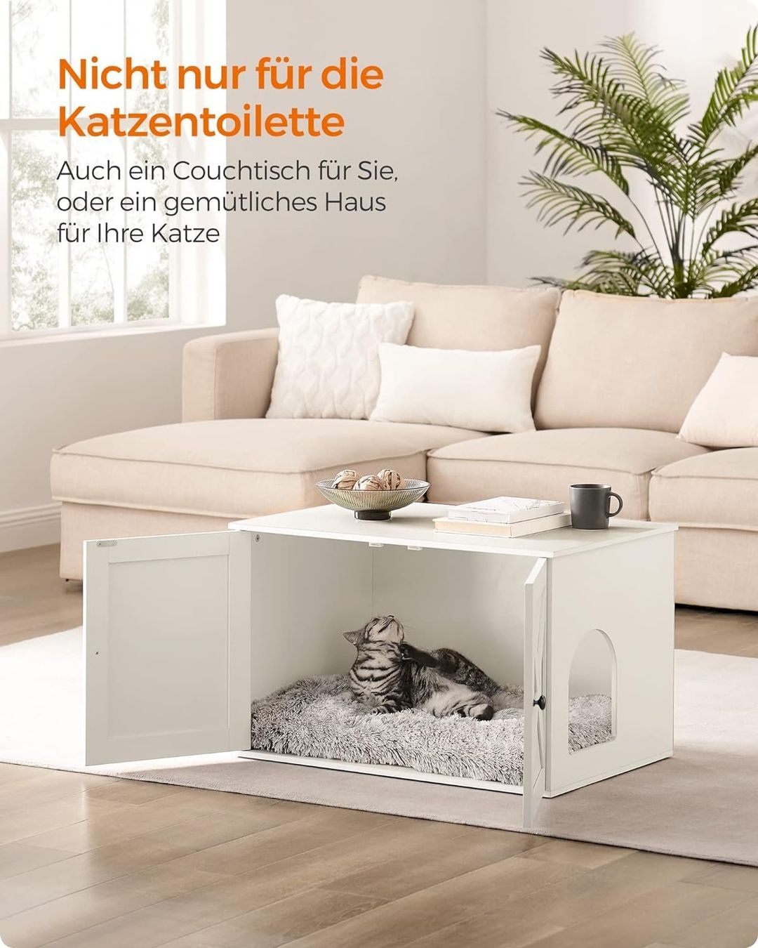 Liege- & Schlafplätze: Feandrea Katzenhaus mit Türen Weiss – Neu und originalverpackt aus Bottighofen von zaap 2