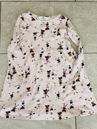H&M Kleid langarm rosa mit Tiermotiv Grösse 122/128