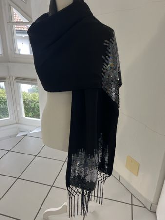 Elegante Stola / Schal mit Pailletten, schwarz, neuwertig