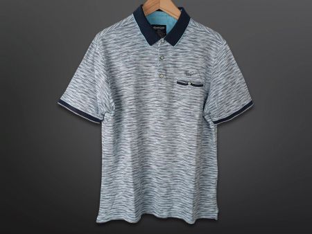 MONTE CARLO Weiss blau meliertes Poloshirt Gr. XL