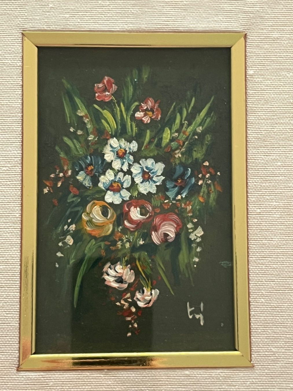 Gemälde: Blumen Stillleben Gemälde mit Goldrahmen – Gebraucht aus Stetten AG von Brissago25 1