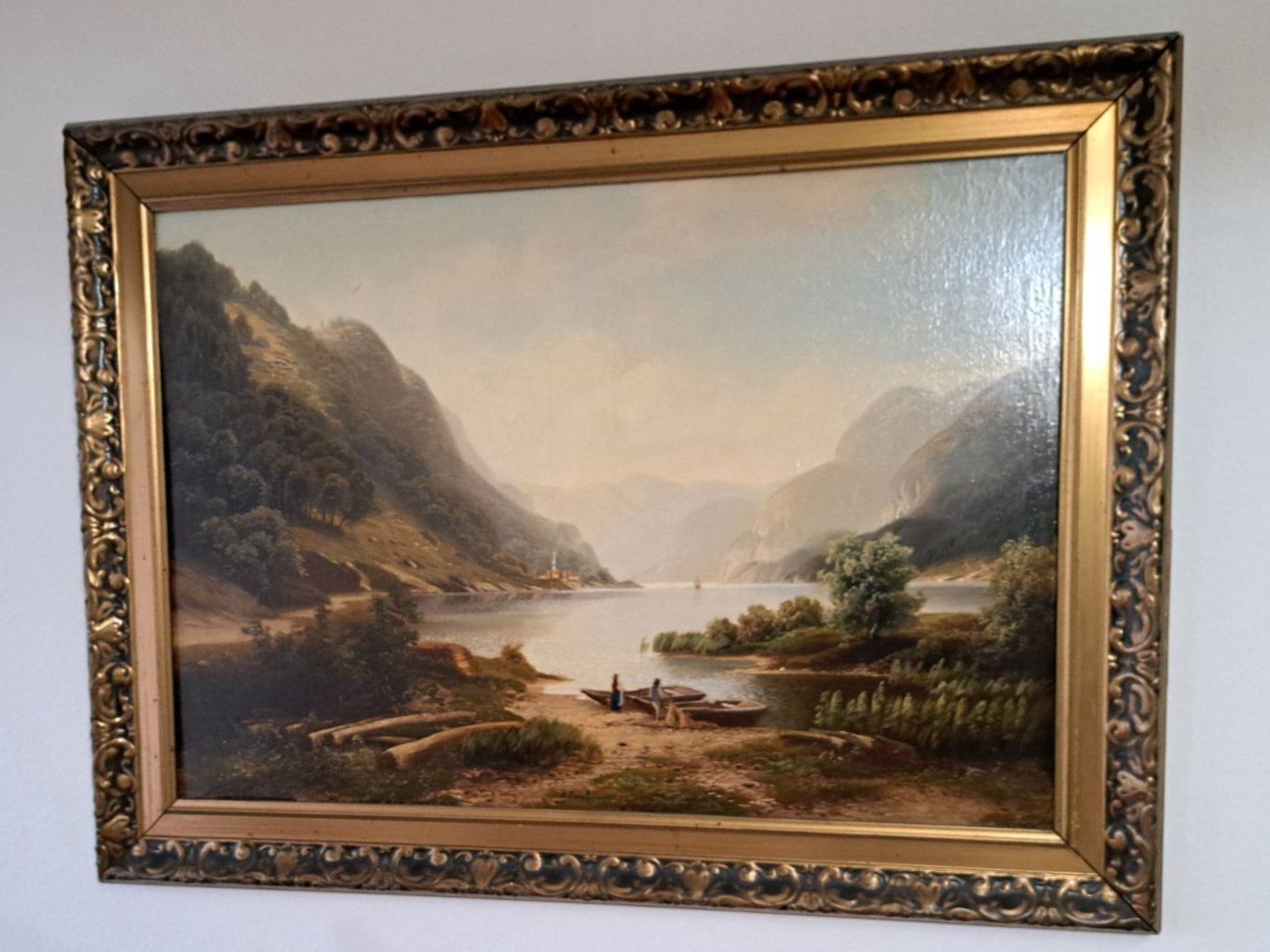 Dipinti: Arnold Friedrich Forstmann1842-1916 Gemälde Seenlandschaft – Usato da Birsfelden venduto da oleros