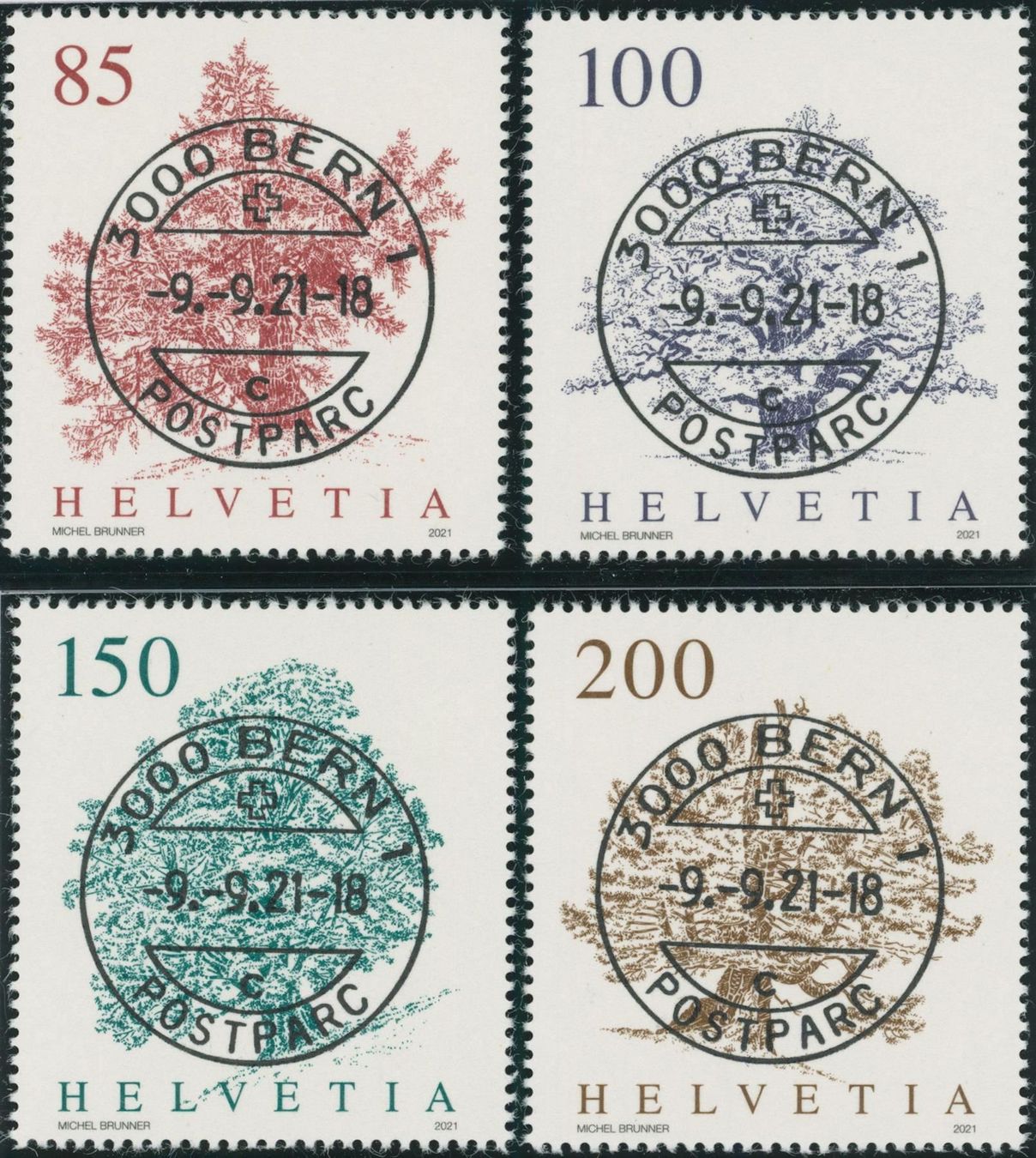 Tutti i francobolli: 2021 - Bäume - Ersttag Voll Stempel ET – Usato da Schindellegi venduto da leecollect