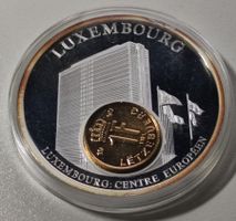versilberte Medaille 50 mm PP, Inlay Prägung Luxemburg