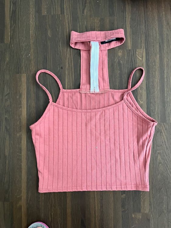 Crop Top Rose Surpiqué - Taille XS - Neuf Avec Étiquettes - Haut Court Femme