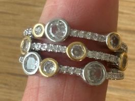 Luxus Elegante 19/9 Ring Memoire Zirkonia Farbe Gold