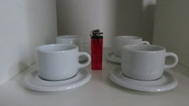 Neues Tee- oder Mokka-Set für 4 Personen in weiss