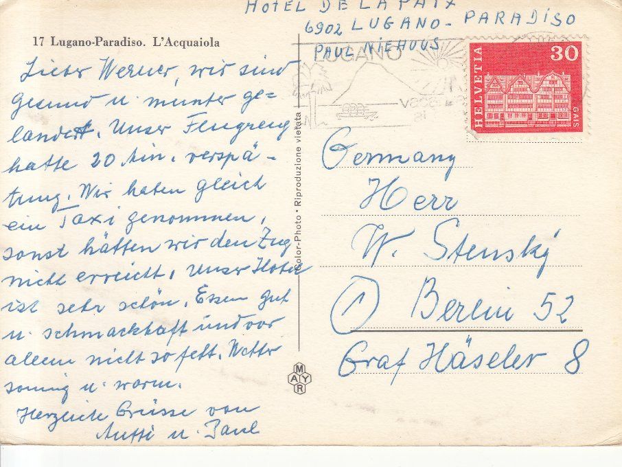 Ansichtskarten: Lugano ca. 1965 – Gebraucht aus Bürglen TG von StampGraf 1