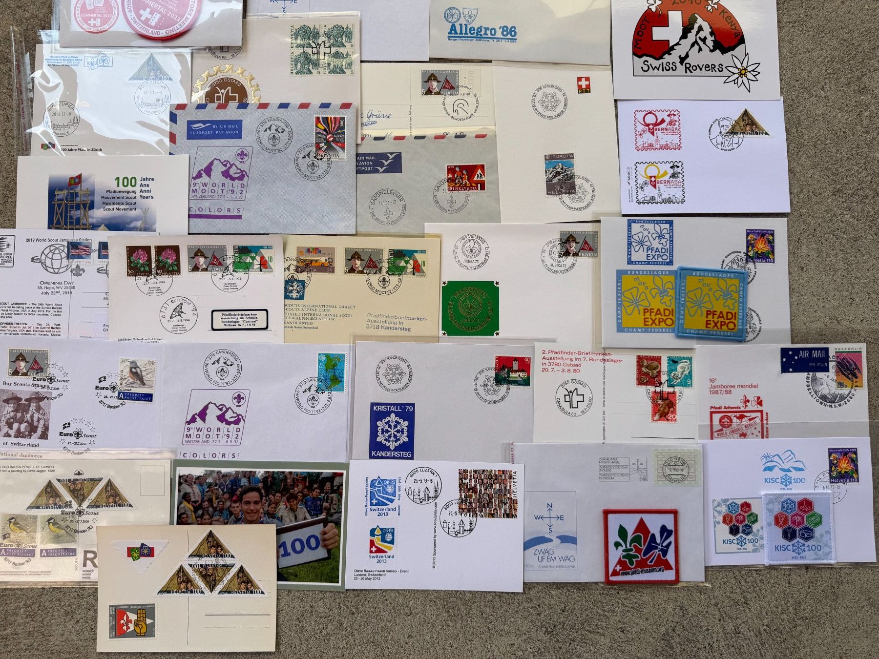 Stempel: 48 Pfadfinder Postkarten Briefe Sonderstempel der Schweiz – Gebraucht aus Wallisellen von Scoutphila 1