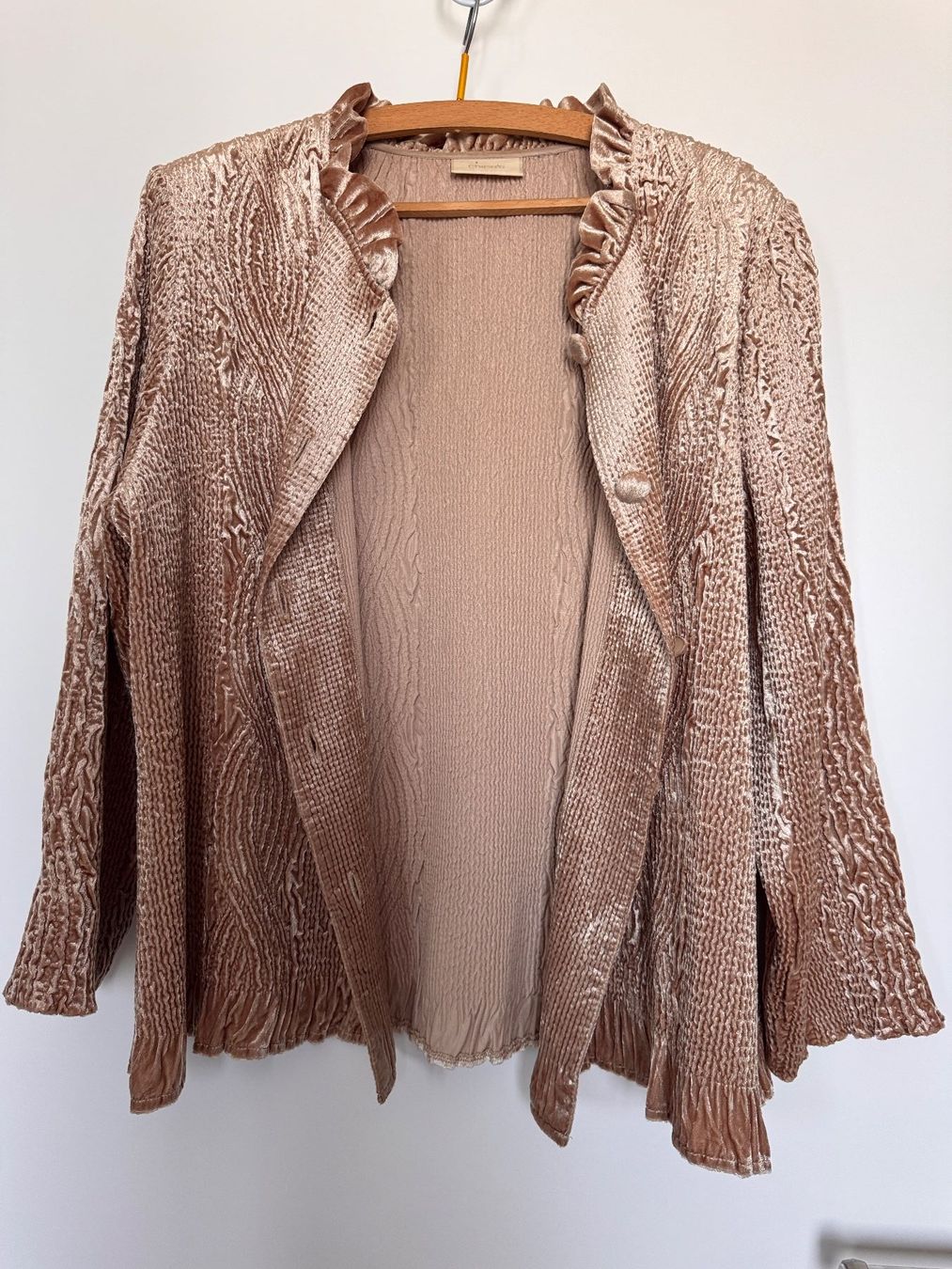 Giacche: Chico's Samtjacke Crinkle-Optik Champagner Elegant – Usato da Heerbrugg venduto da dwfg 1