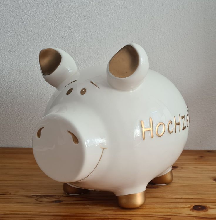 XXL Sparschwein Hochzeit Weiss/Gold Sparkasse Kässeli Kaufen auf Ricardo