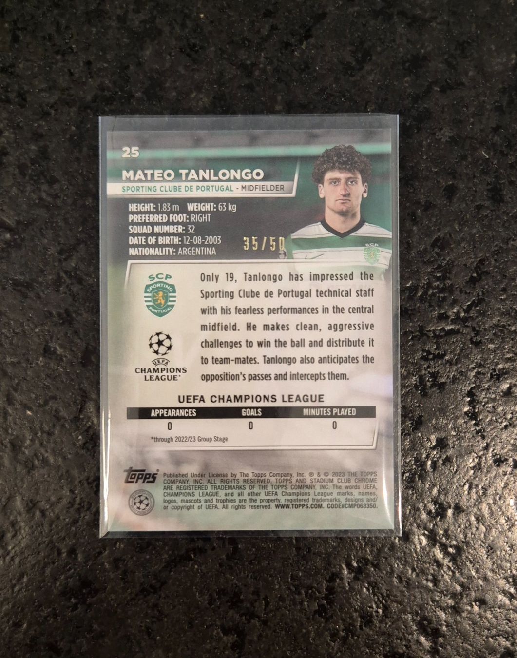 Topps Sammelbilder & Trading cards: Mateo Tanlongo RC /50 - Sporting CP - Topps – Neu (gemäss Beschreibung) aus Burg AG von Danoe 1