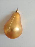 Christbaumkugel, Birne, Gold-Orange, Shabby Chic