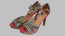High Heels Gr. 40 von Sommerkind pink türkis gold Riemchen