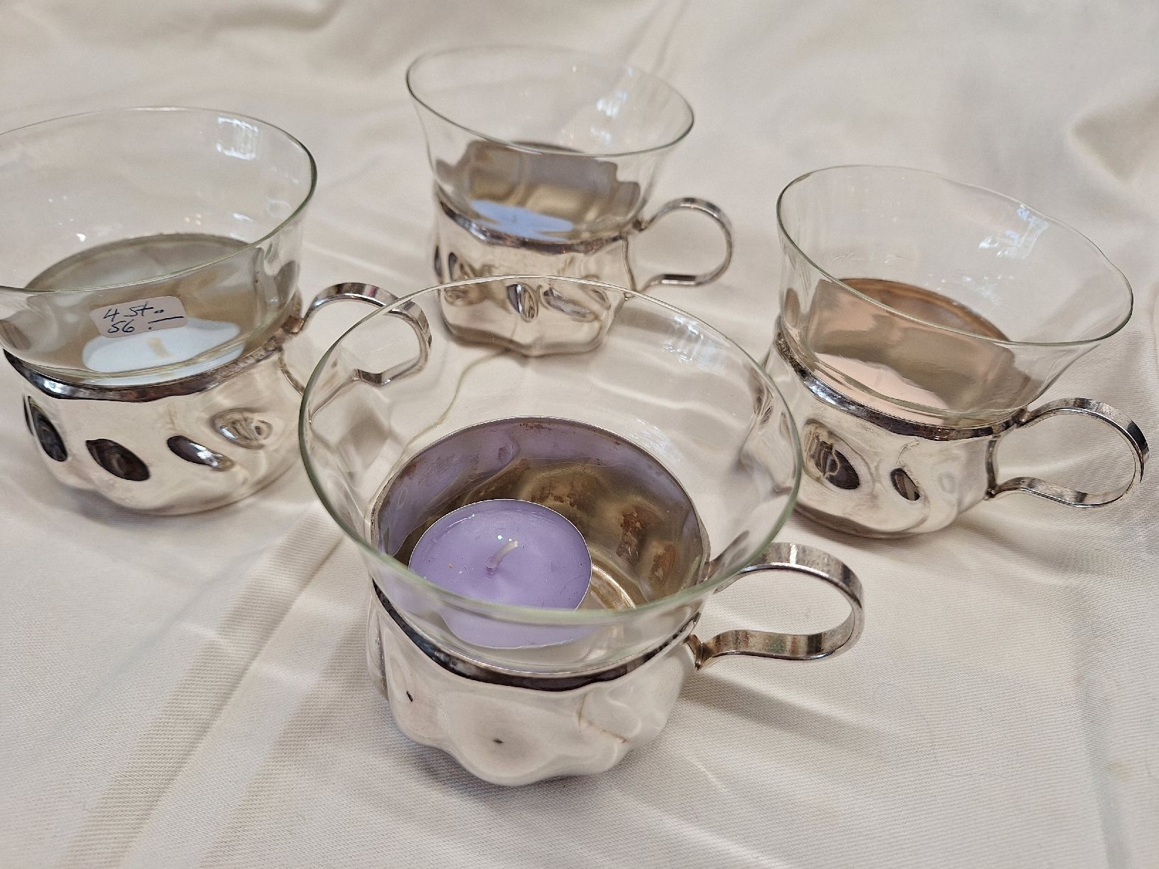 Set di piatti: 4 versilberte Teegläser 60 iger Jahre – Usato da Rheinfelden venduto da Cleopatra2000