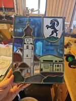 Wappenscheibe Steinhausen mit Kirche Bleiverglasung