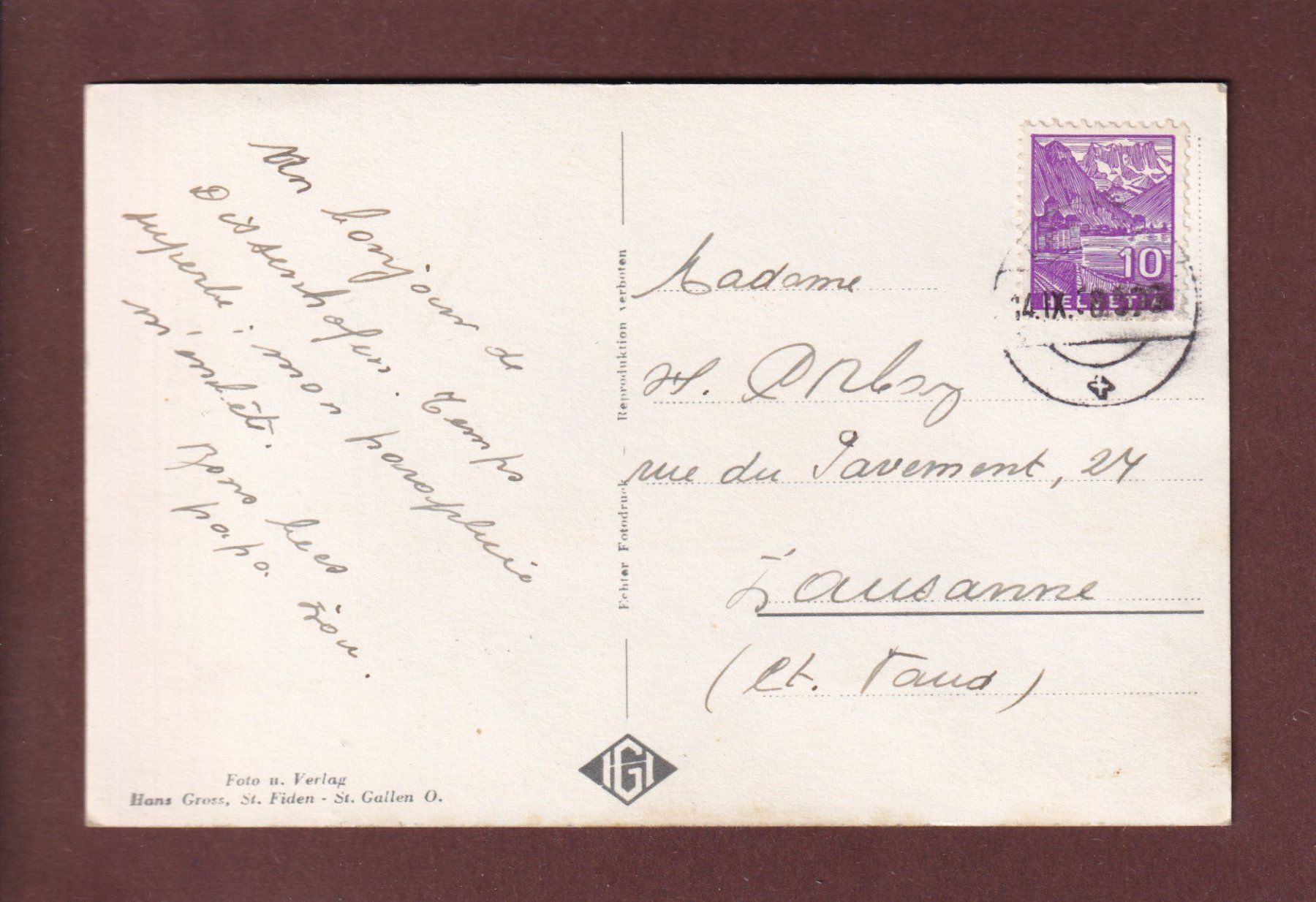 Ansichtskarten: DIESSENHOFEN - 1938 – Gebraucht aus Pully von nicecards 1