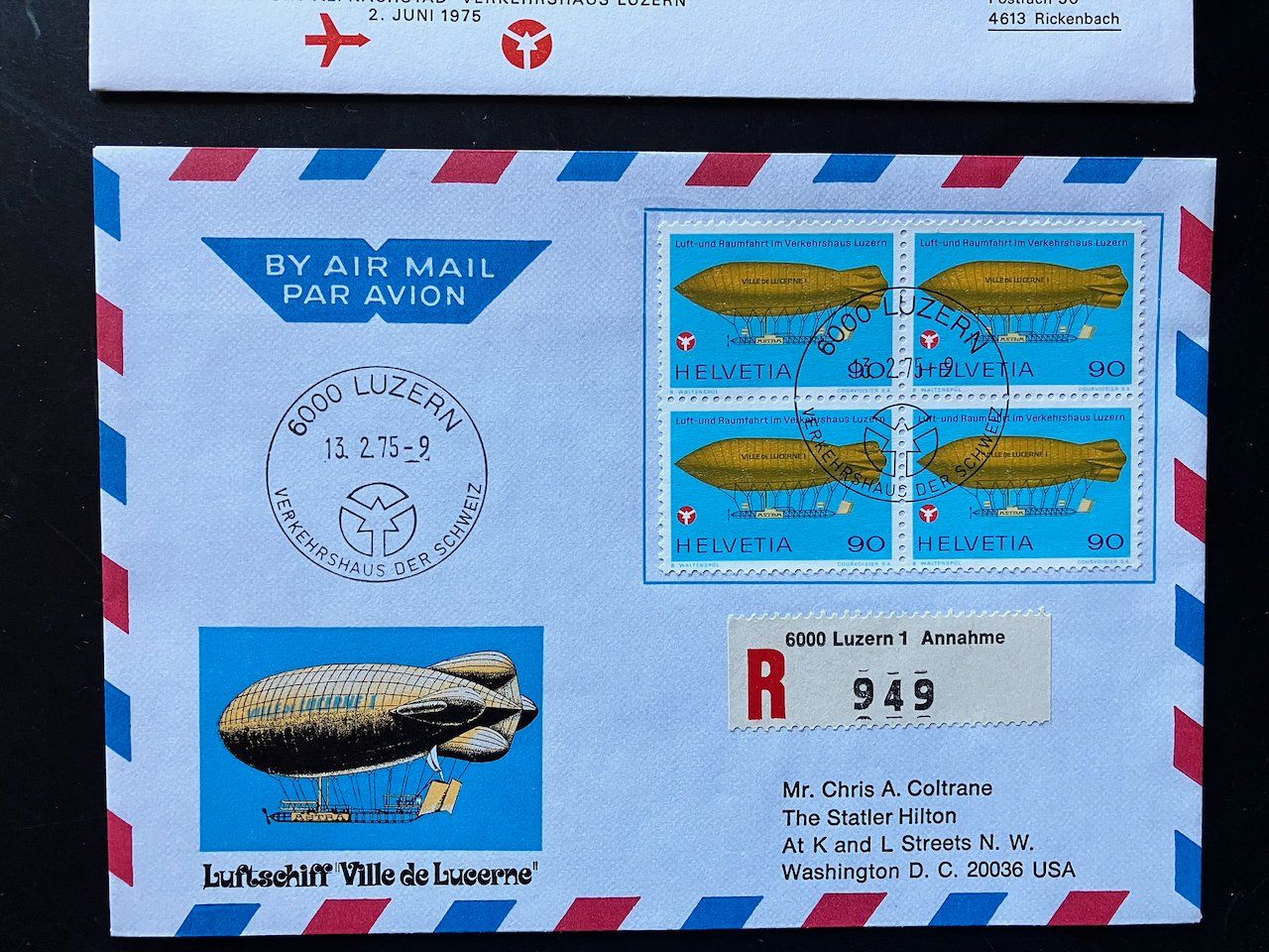 Alle Briefmarken: 2 Aviatikbelege 1975 – Gebraucht aus Nesslau von zueri6 2