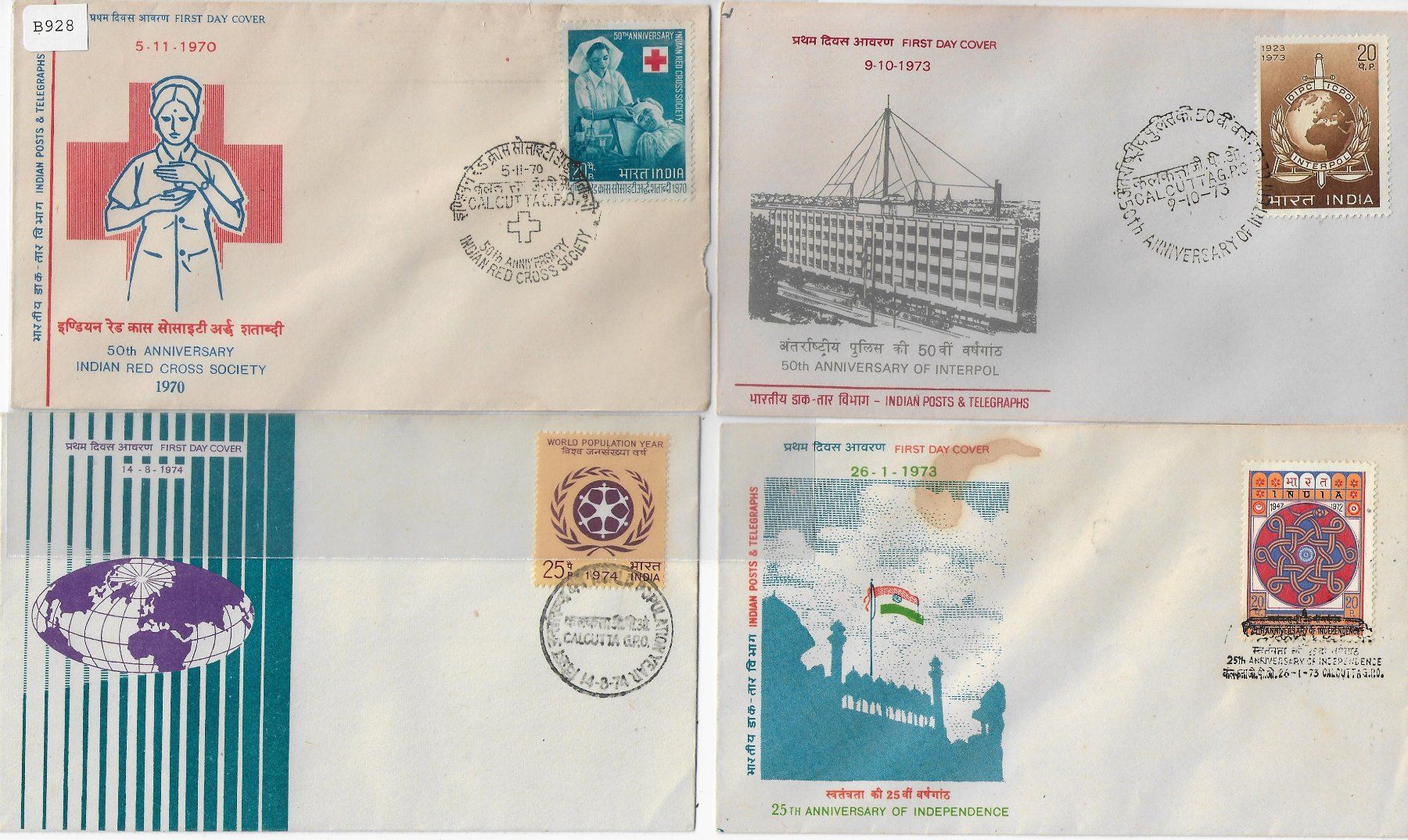 Tutti i francobolli: 4 FDC Indien - Rotes Kreuz – Nuovo e nell'imballaggio originale da Ettingen venduto da Kartenplanet