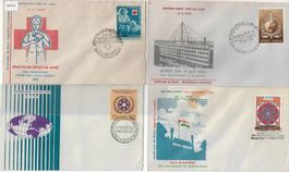 4 FDC Indien - Rotes Kreuz