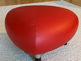 Leolux Pallone Hocker rot, Leder, sehr guter Zustand