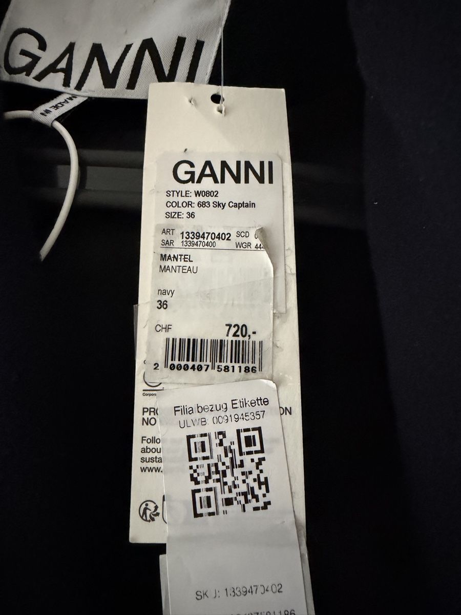 Ganni Cappotti: GANNI Mantel Peacoat Wool NEW – Nuovo e nell'imballaggio originale da Basel venduto da Dencag 6