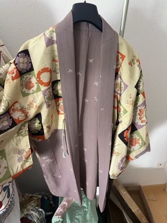 Japanese Haori Kimono jacket reversible floral pattern