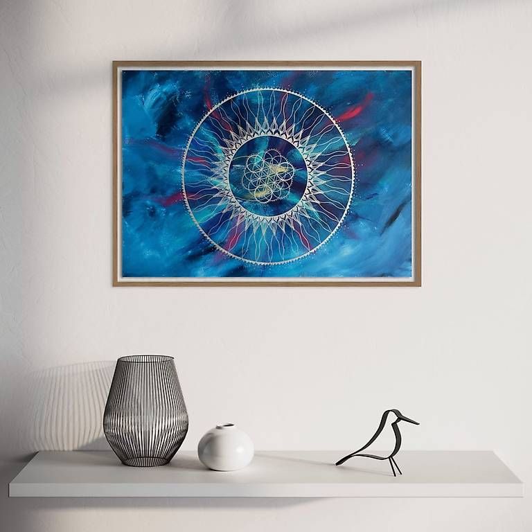 Dipinti: 70x50cm Bild blau Mandala – Usato da Urdorf venduto da manuela4