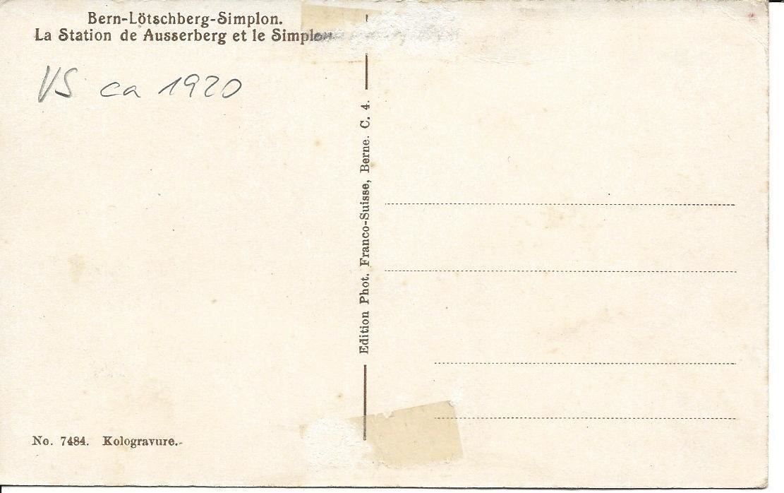 Cartoline postali: Ausserberg VS Bahnhof Lötschberg - Simplon Bahn ca. 1920 – Nuovo (secondo la descrizione) da Ennetmoos venduto da Ambuman 1