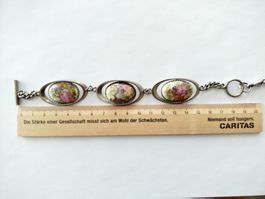 UHRKETTE mit Porzellan-Einlagen