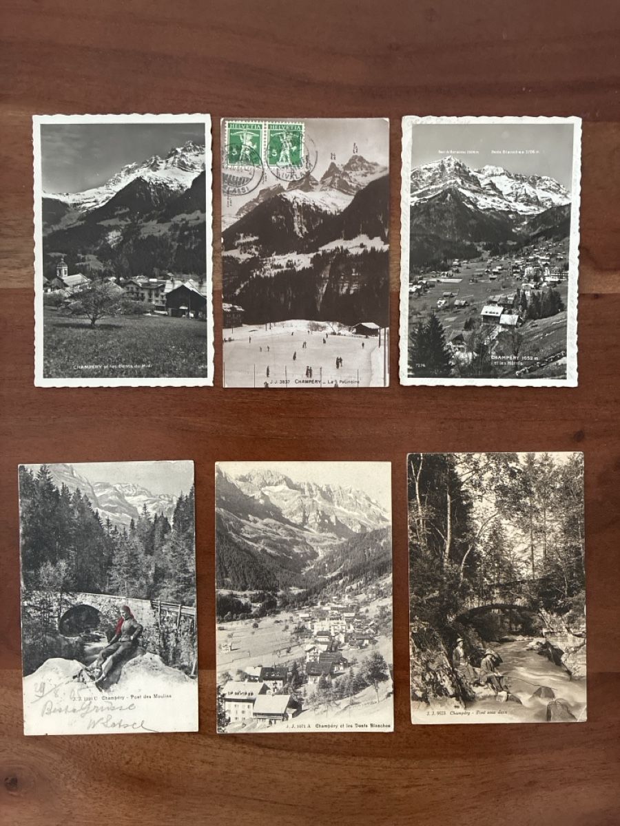Cartoline postali: 13 Ansichtskarten Schweiz von Champéry VS – Usato da Oftringen venduto da Cla.vD.74