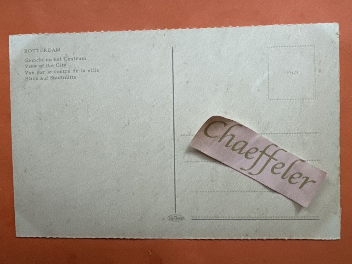 Cartoline postali: Ansichtskarte Rotterdam Hafen. Blick auf Stadtmitte. – Usato da Zürich venduto da Chaeffeler 1