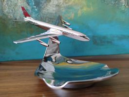 Swissair Flugzeug Aschenbecher Chrom Retro Vintage Deko top