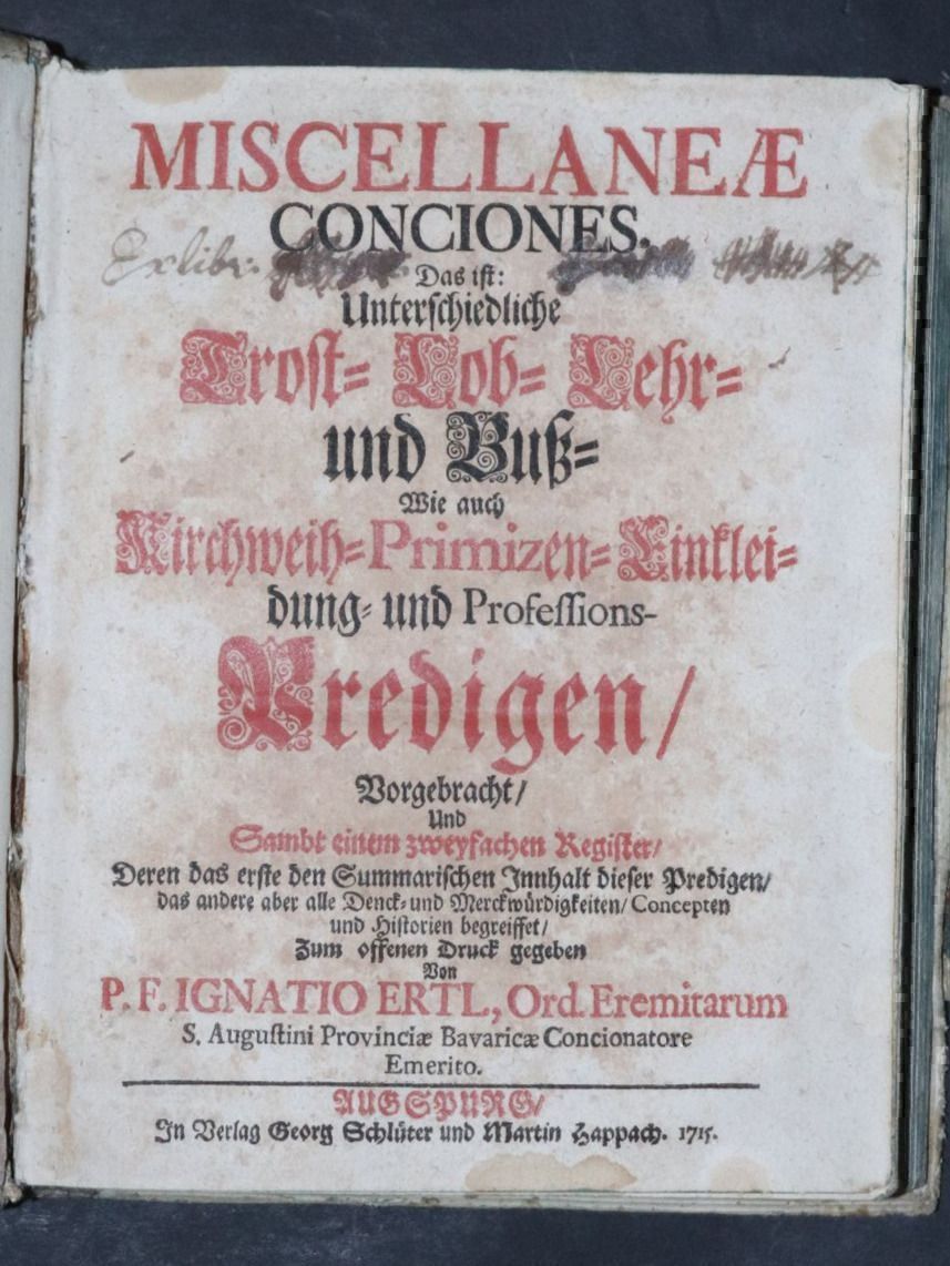 Libri: ERTL,TROST-LOB-LEHR-BUSS-PREDIGEN,1715 – Usato da Guensberg venduto da Herzaktion 2