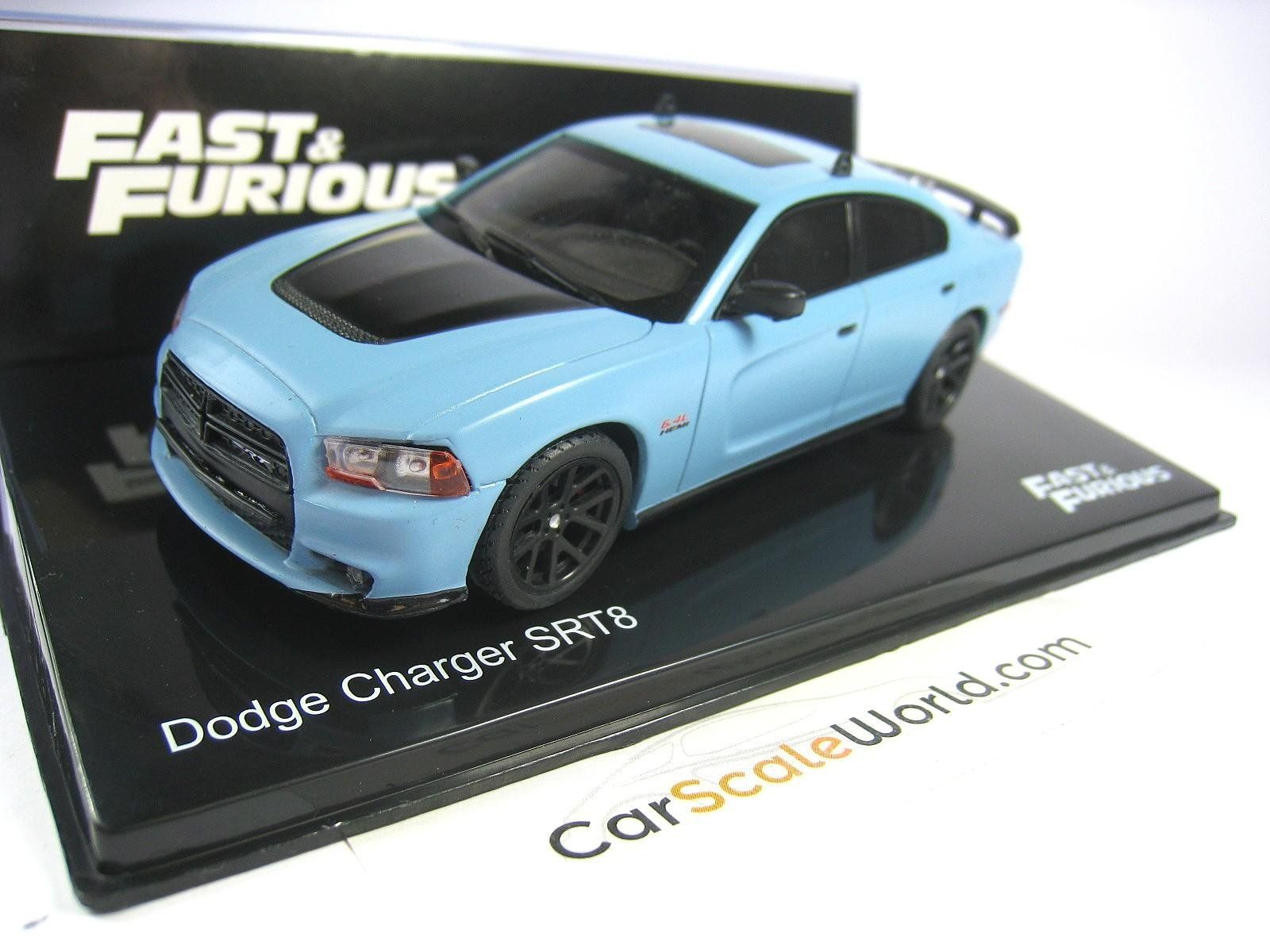 Dodge Modellini d'auto: Dodge Charger SRT8 2012-2014 hellblau / matt-schwarz "Fast – Nuovo e nell'imballaggio originale da Gerlafingen venduto da espero88