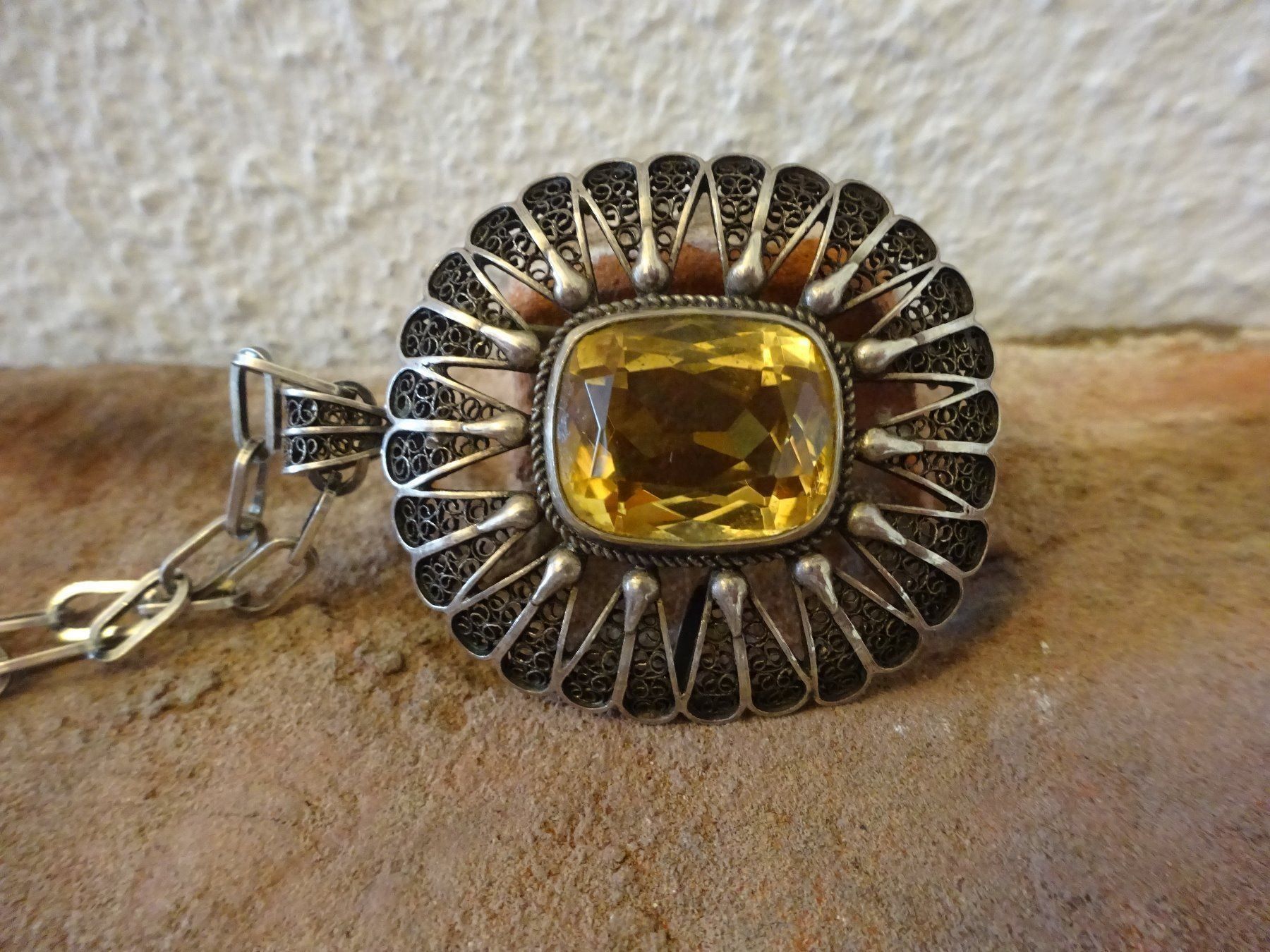 Catenine: Kette Madeira-Citrin / 800 Silber – Usato da Esslingen venduto da FetteSchnecke 1
