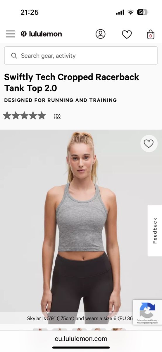 Lululemon Top: Lululemon Swiftly Tech Cropped Racerback Tank Top Gr. 2 – Usato da Ennetbaden venduto da Katiusia 4