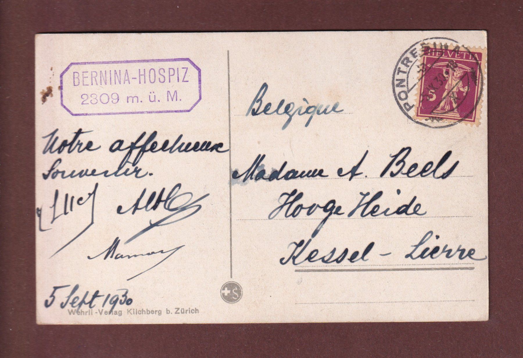 Cartoline postali: PONTRESINA - 1930 – Usato da Pully venduto da nicecards-shop 1