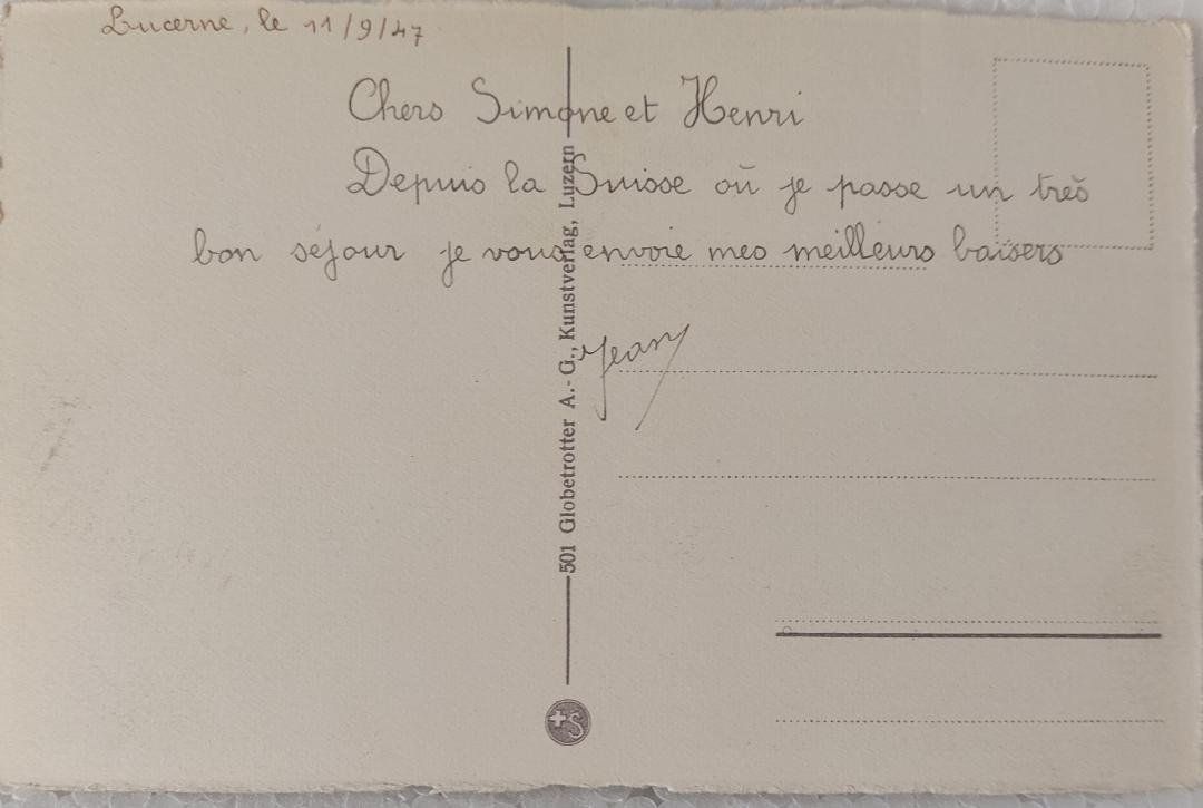 Cartoline postali: LUZERN mit Pilatus - Bahnhof - 1947 – Usato da Delémont venduto da Domdom1 1