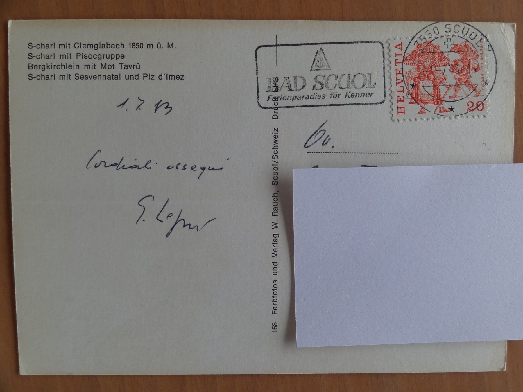 Cartoline postali: S-Charl - mit Clemgiabach - 1983 – Usato da St Léonard venduto da Riglin 1