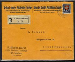 1923, J28 auf R-Brief gest. ST. GALLEN 13.II.24 (15462)