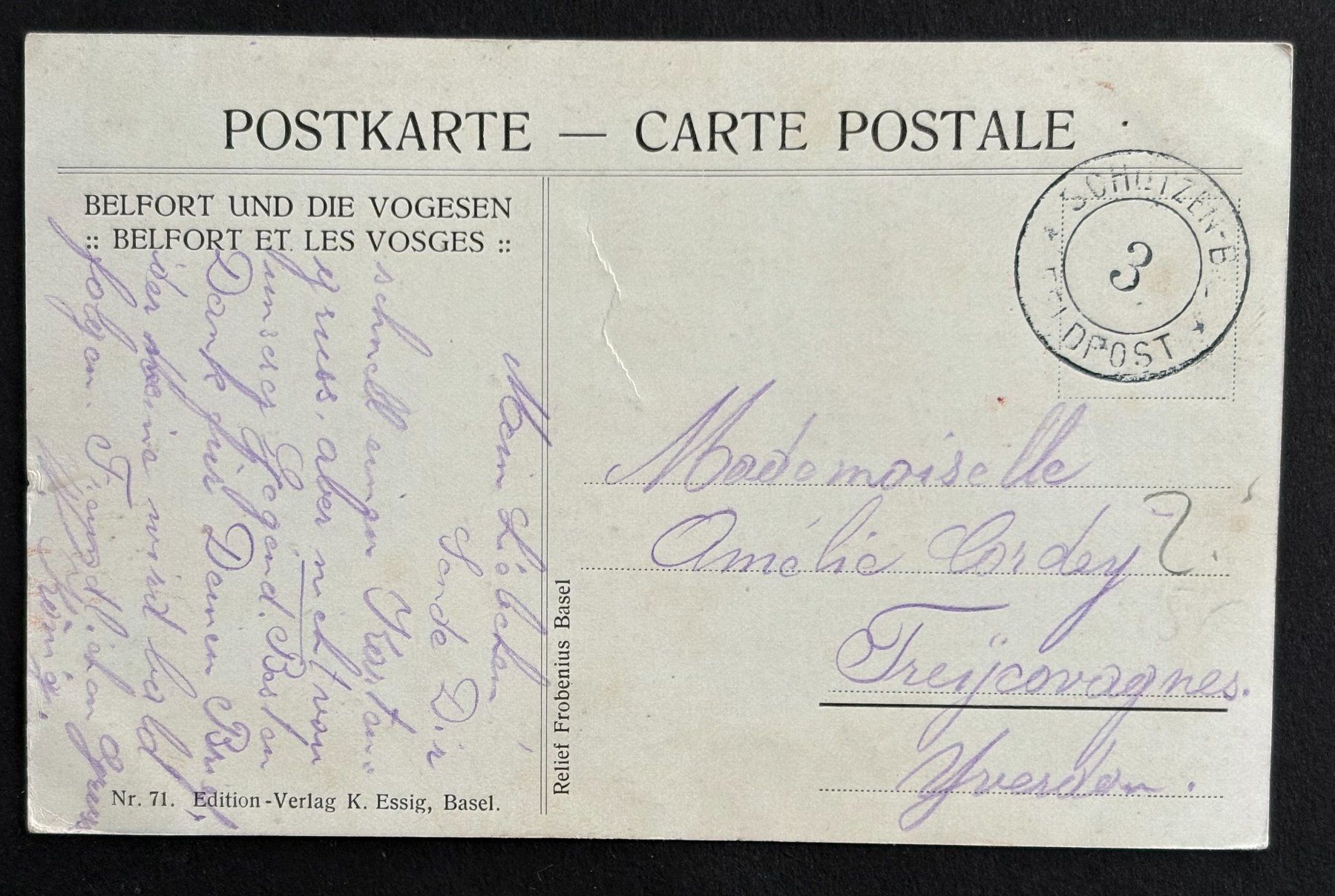 Armes blanches: ANSICHTSKARTE STEMPEL SCHÜTZEN 3 FELDPOST – D'occasion à Ostermundigen par Wyatt-Earp 1