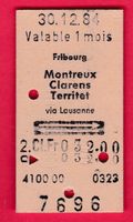 KARTON BILLETT, FRIBOURG - TERRITET, 2.KLASSE, RETOUR
