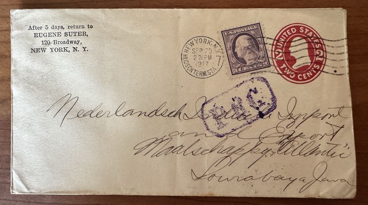 Tous les timbres: RARE Postgeschichte 1917: New York via Hongkong nach Java – D'occasion à Stadel par bewinshop