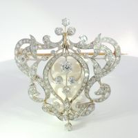 Antike Diamantbrosche – Belle Époque – 18 K Gold & Platin