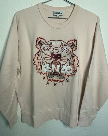 KENZO Paris Sweatshirt, XL, Pale Pink, Tiger Motif - Great!