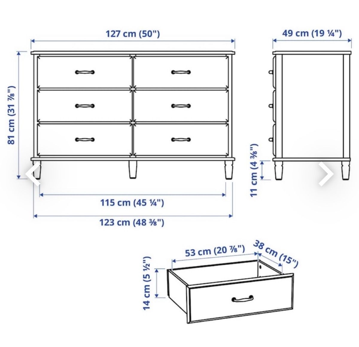 Cassettiere: Weisse IKEA TYSSEDAL Kommode mit 6 Schubladen – Usato da Worblaufen venduto da hom_kww8 2
