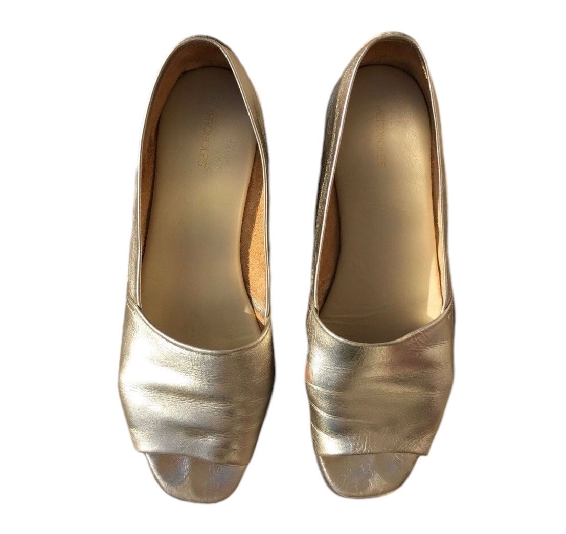 Damenschuhe: Mocassin ouvert argenté – Gebraucht aus Dotzigen von SecondHandGems