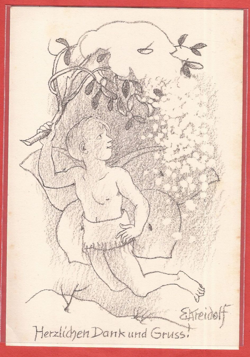 Cartoline postali: Ernst Kreidolf - Dankeskarte ca. 1935 – Usato da Fislisbach venduto da Porano