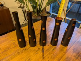 5 Egro Kupfer Vasen Reinkupfer Vintage midcentury 5er Set